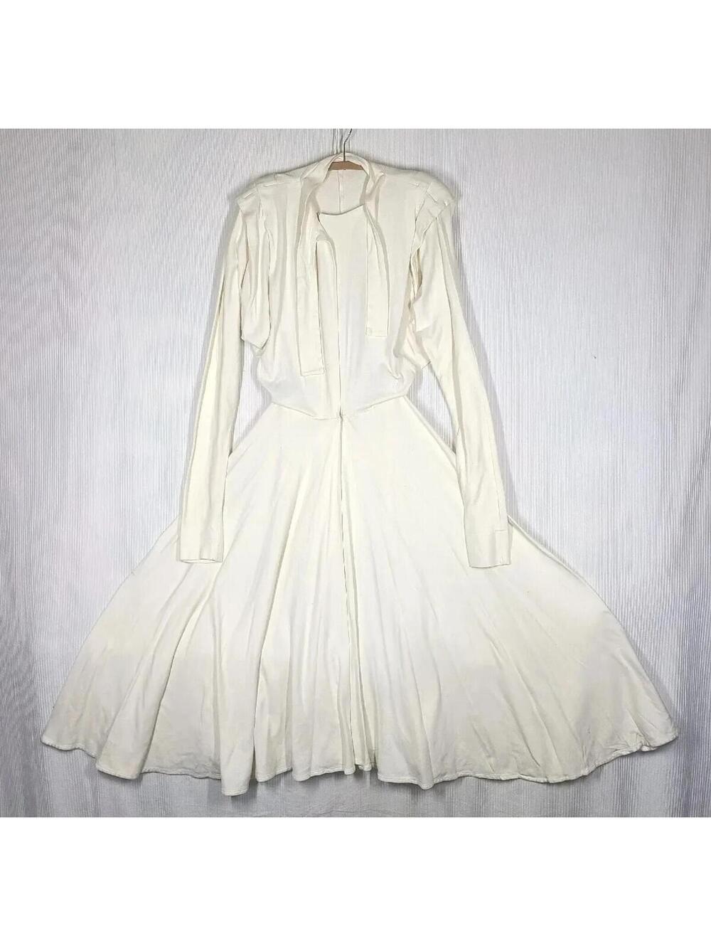 Vtg 70s OMO Norma Kamali Knit Dress XLong Sleeve Wrap Circle Skirt Early Rare